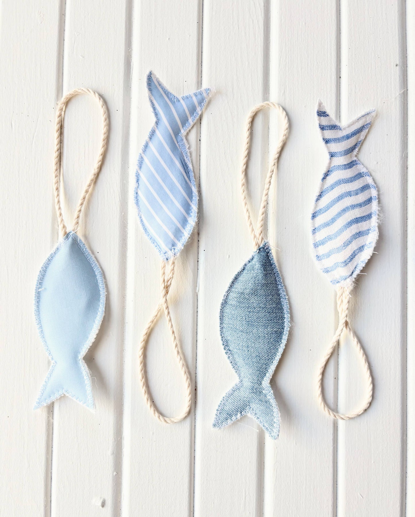 Personalized Upcycled Coastal Fabric Fish Ornament