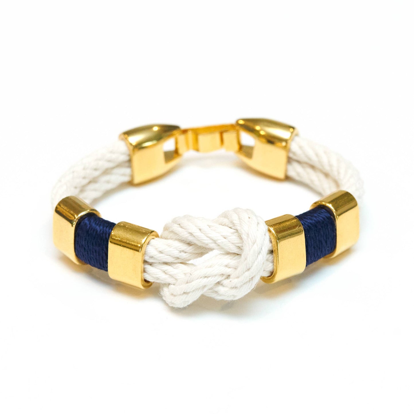 Starboard - Ivory/Navy/Gold - Nautical Rope Bracelet