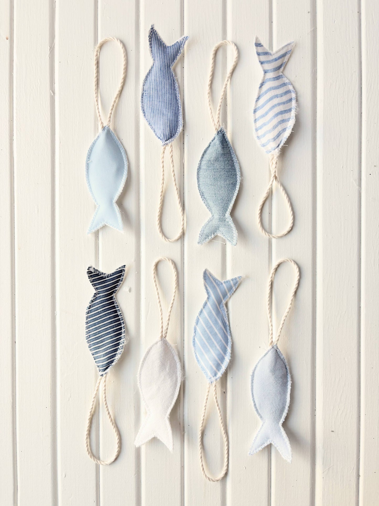 Personalized Upcycled Coastal Fabric Fish Ornament