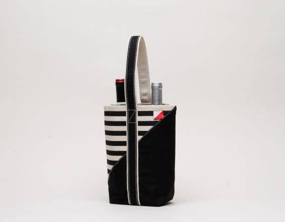 Contemporary Wine Bag - Striped BLACK