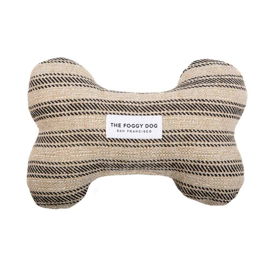 Ticking Stripe Black Dog Bone Squeaky Toy