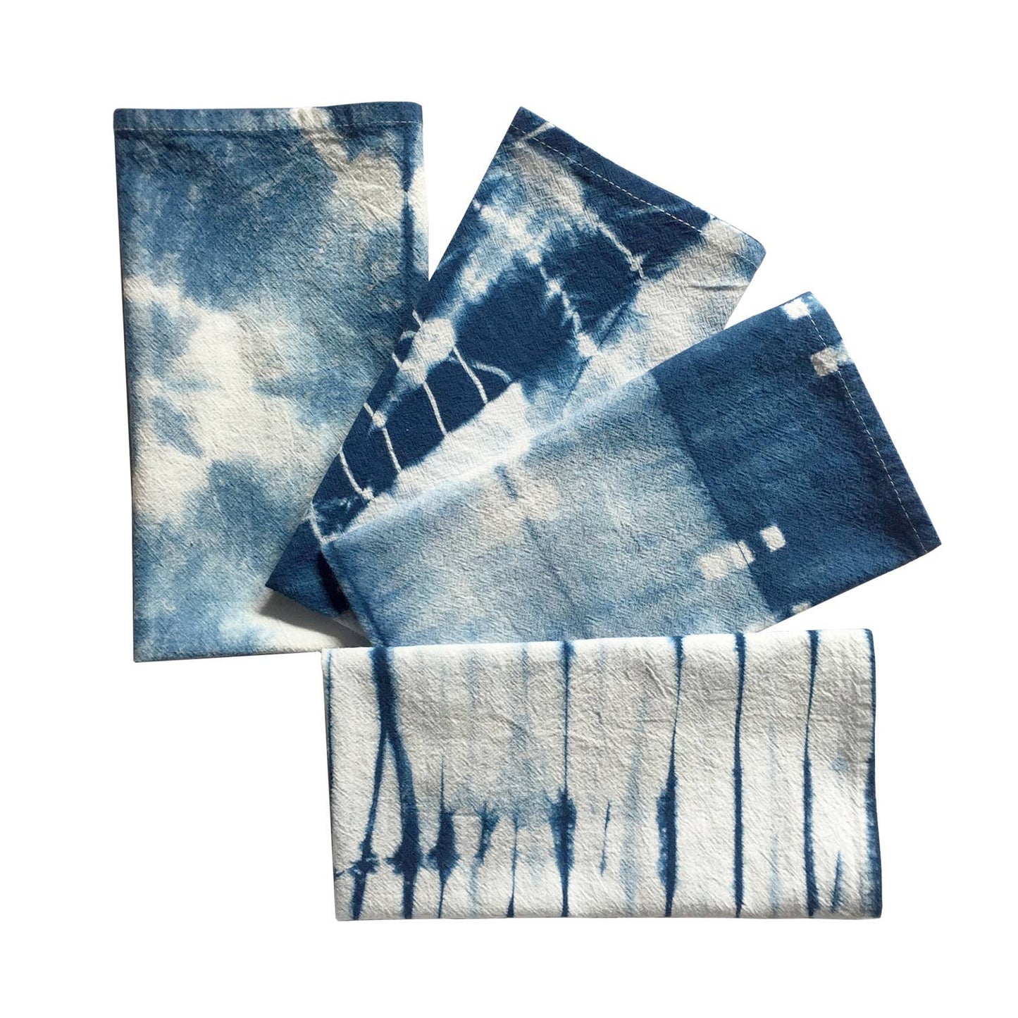 Indigo Dyed Shibori Cloth Napkins Assorted