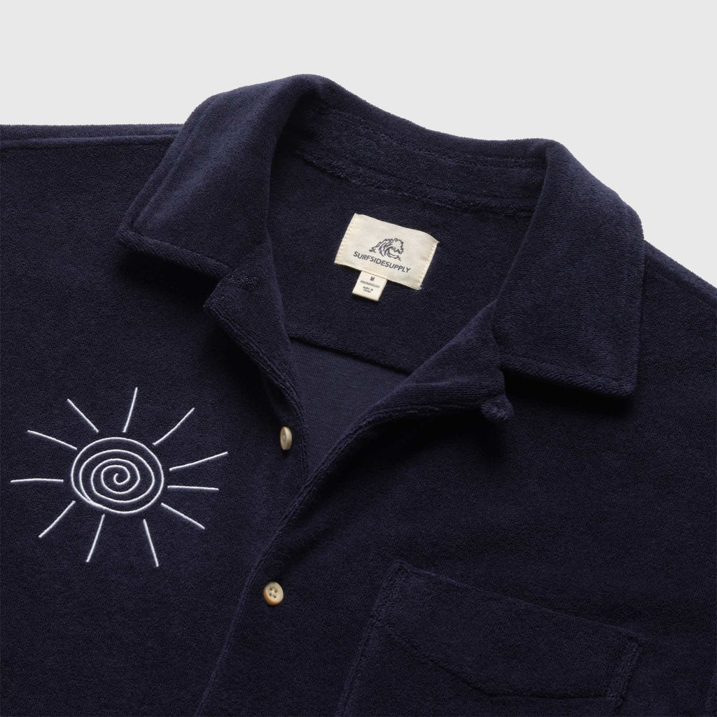 Mariner Saltwater Terry Camp Collar Shirt - Navy Blazer