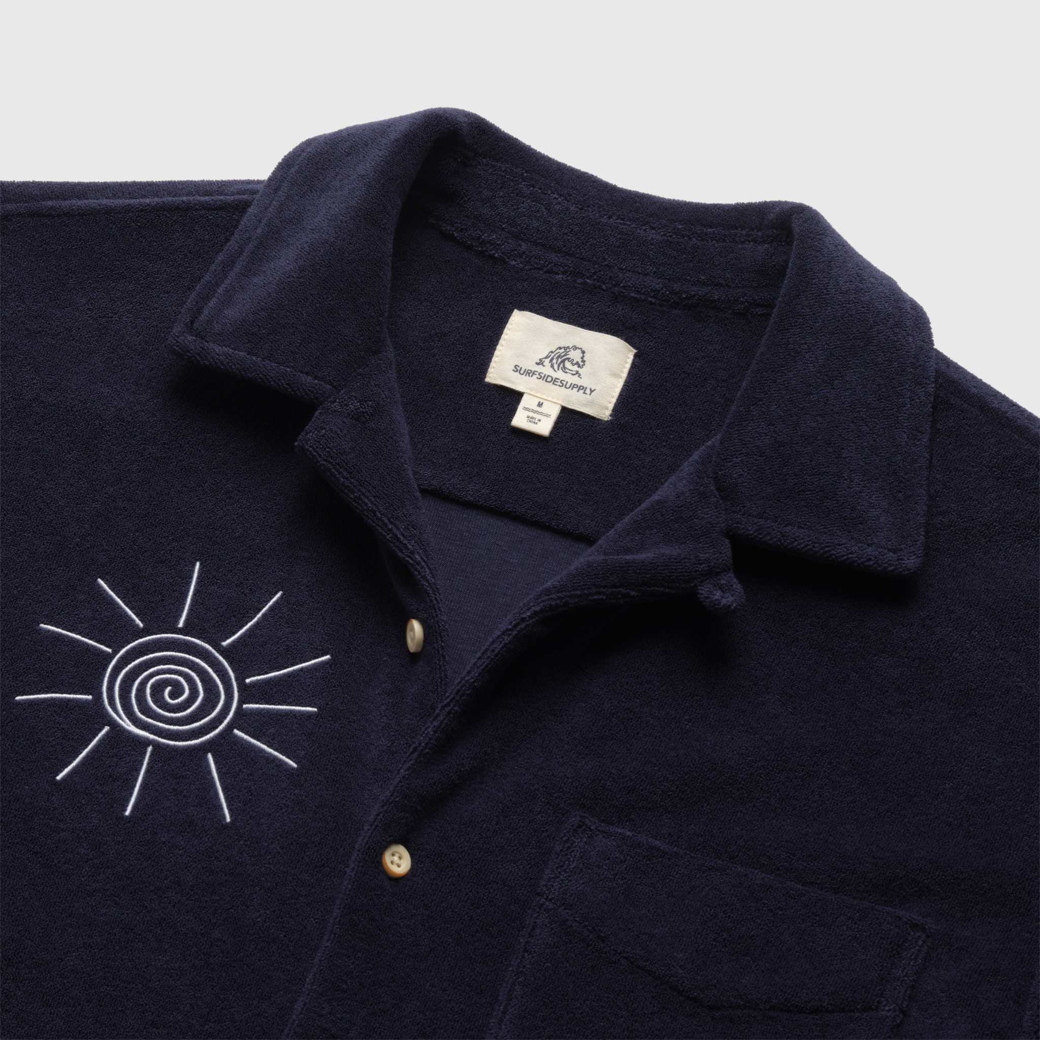 Mariner Saltwater Terry Camp Collar Shirt - Navy Blazer