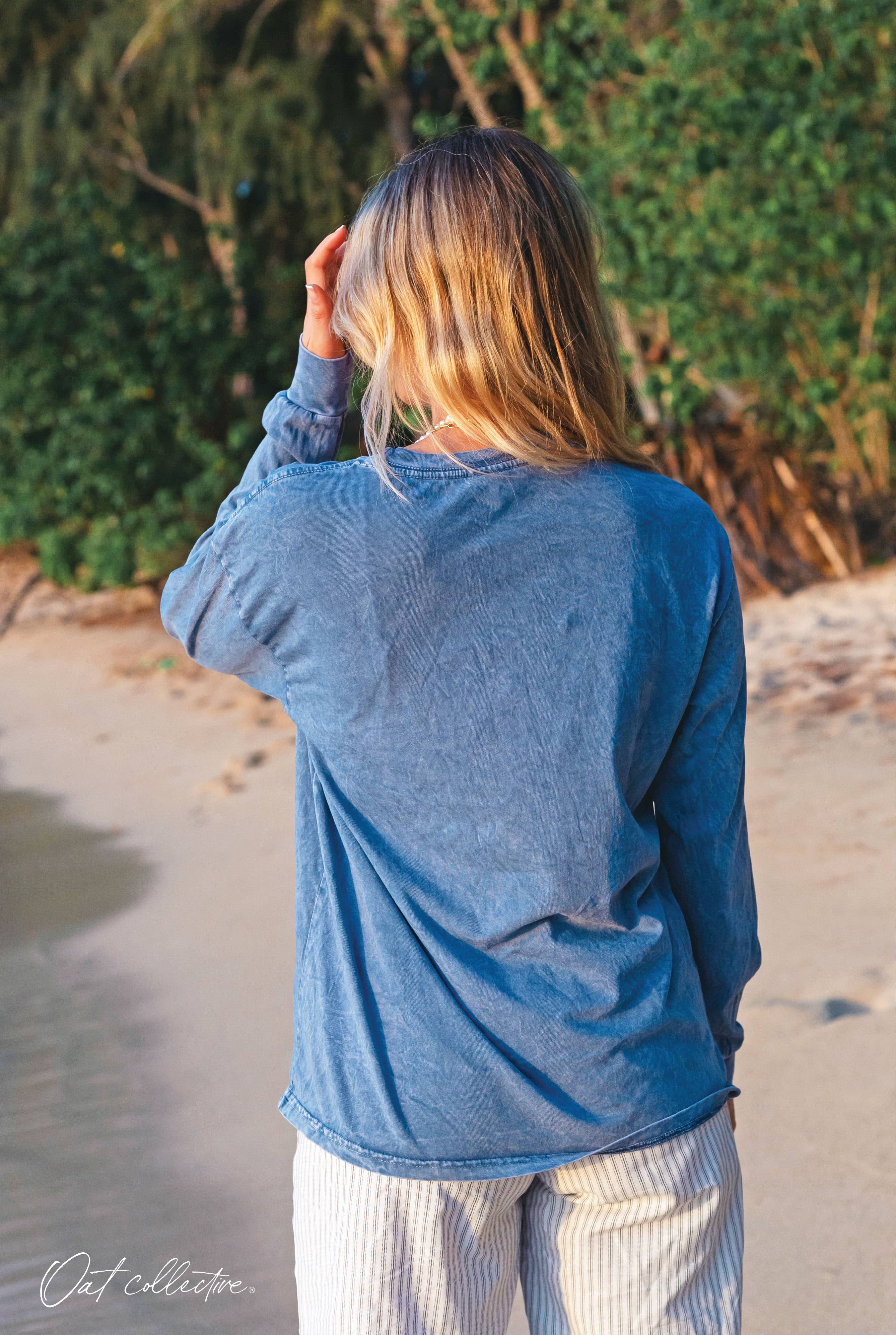 EAST COAST Mineral Washed Long Sleeve Graphic