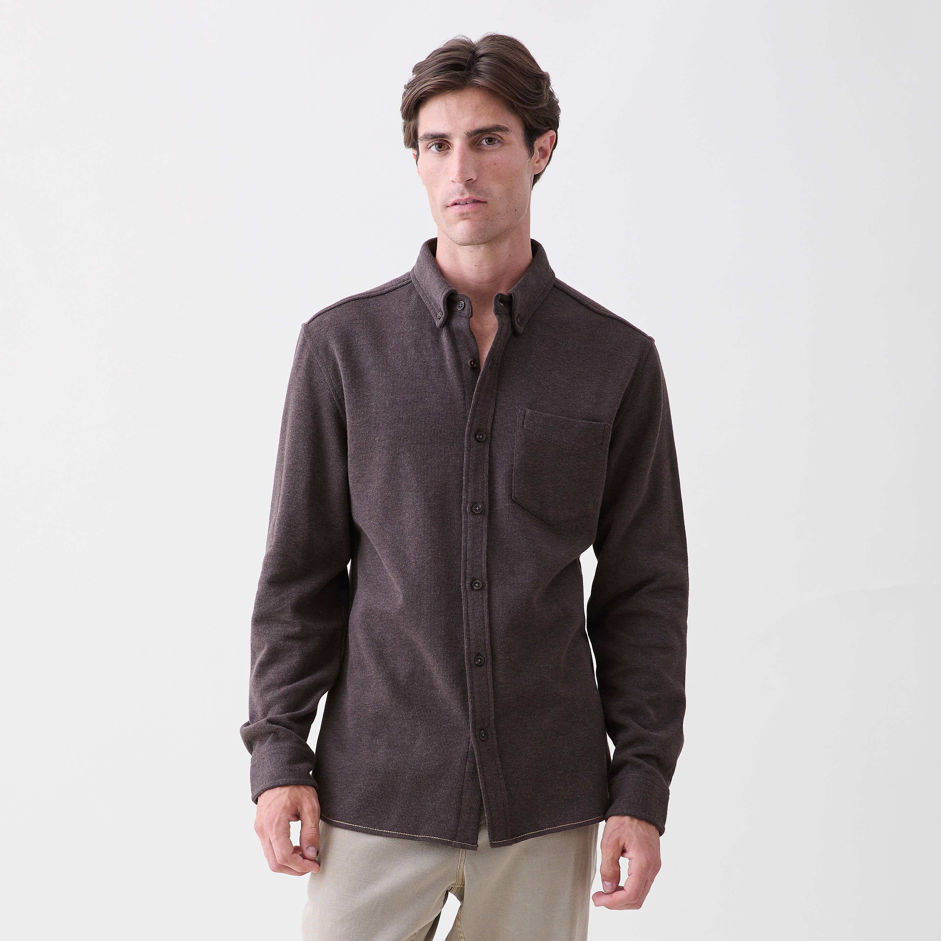 Brian l/s soft rib knit 1 pocket shirt