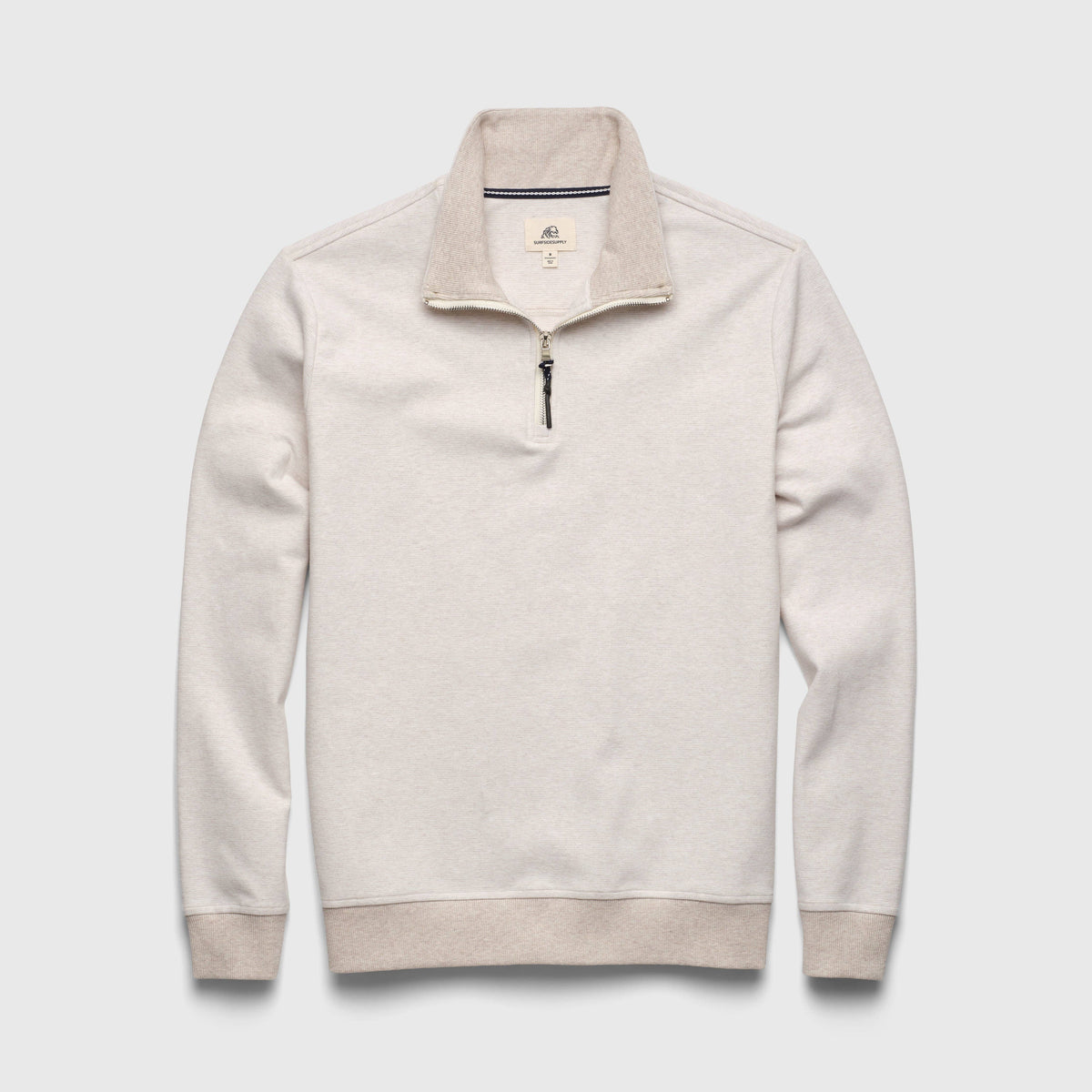 Bobby Stripe Fleece Quarter Zip - Taupe Heather