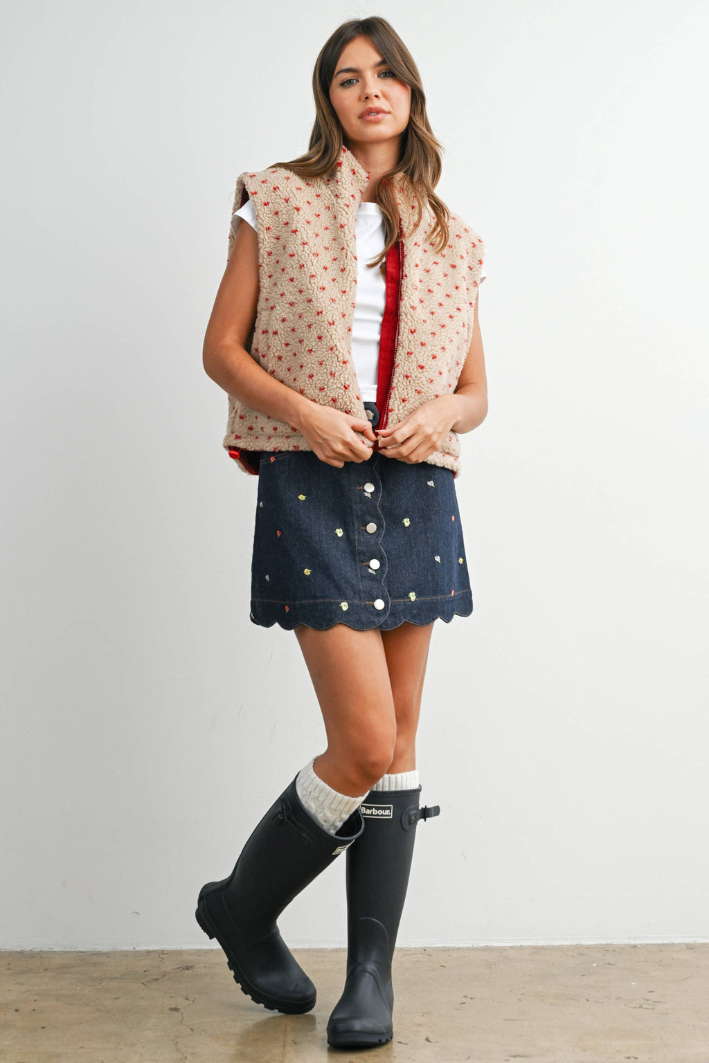 Floral Fleece Sleeveless Vest - BMJ7849