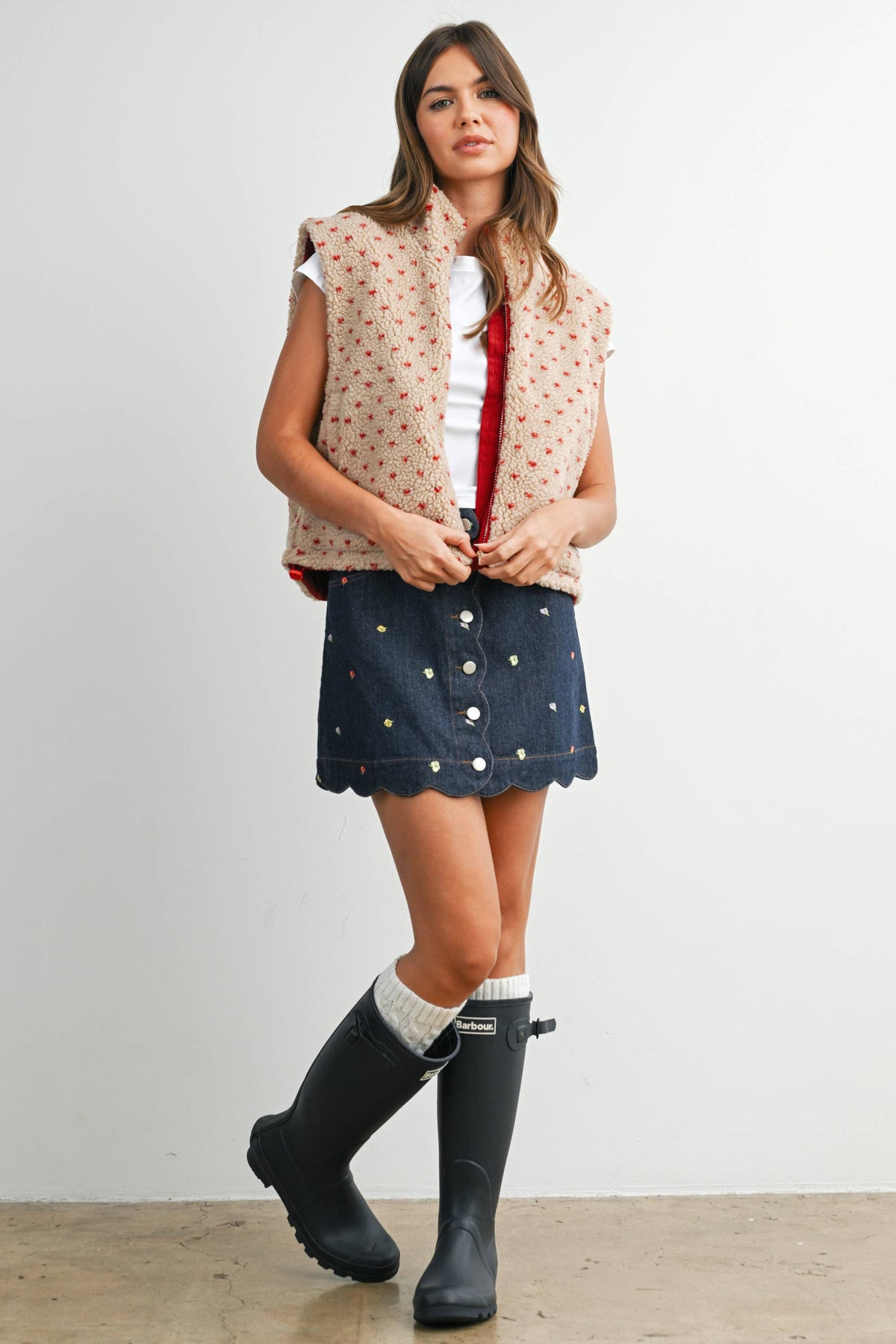 Floral Fleece Sleeveless Vest - BMJ7849