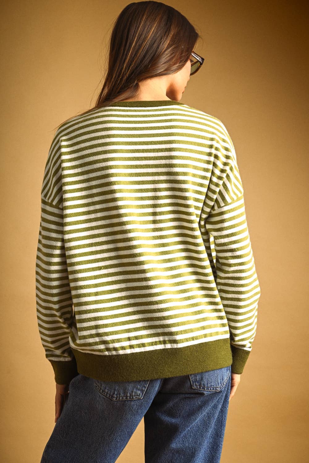 T7568   STRIPED MULTI COLOR CONTRAST KNIT TOP