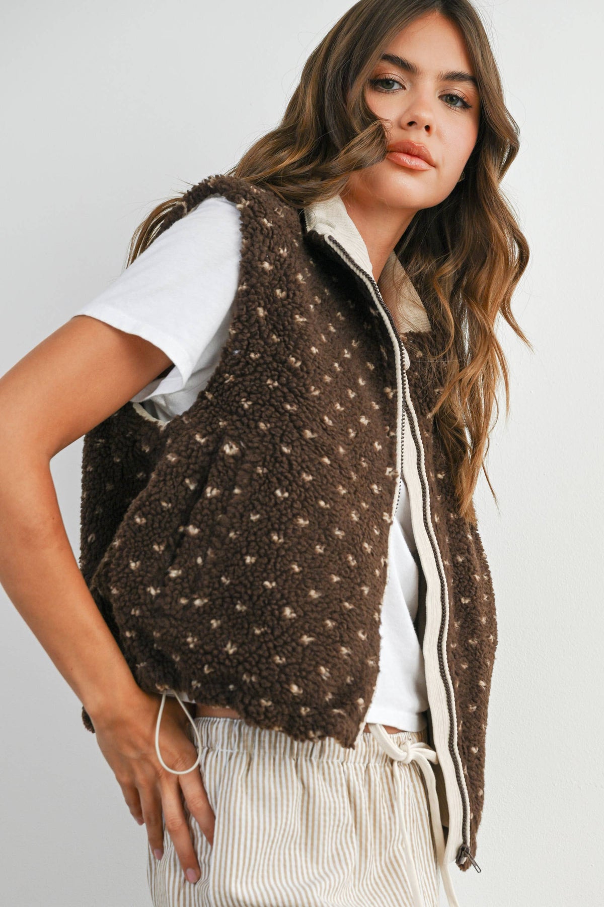 Floral Fleece Sleeveless Vest - BMJ7849