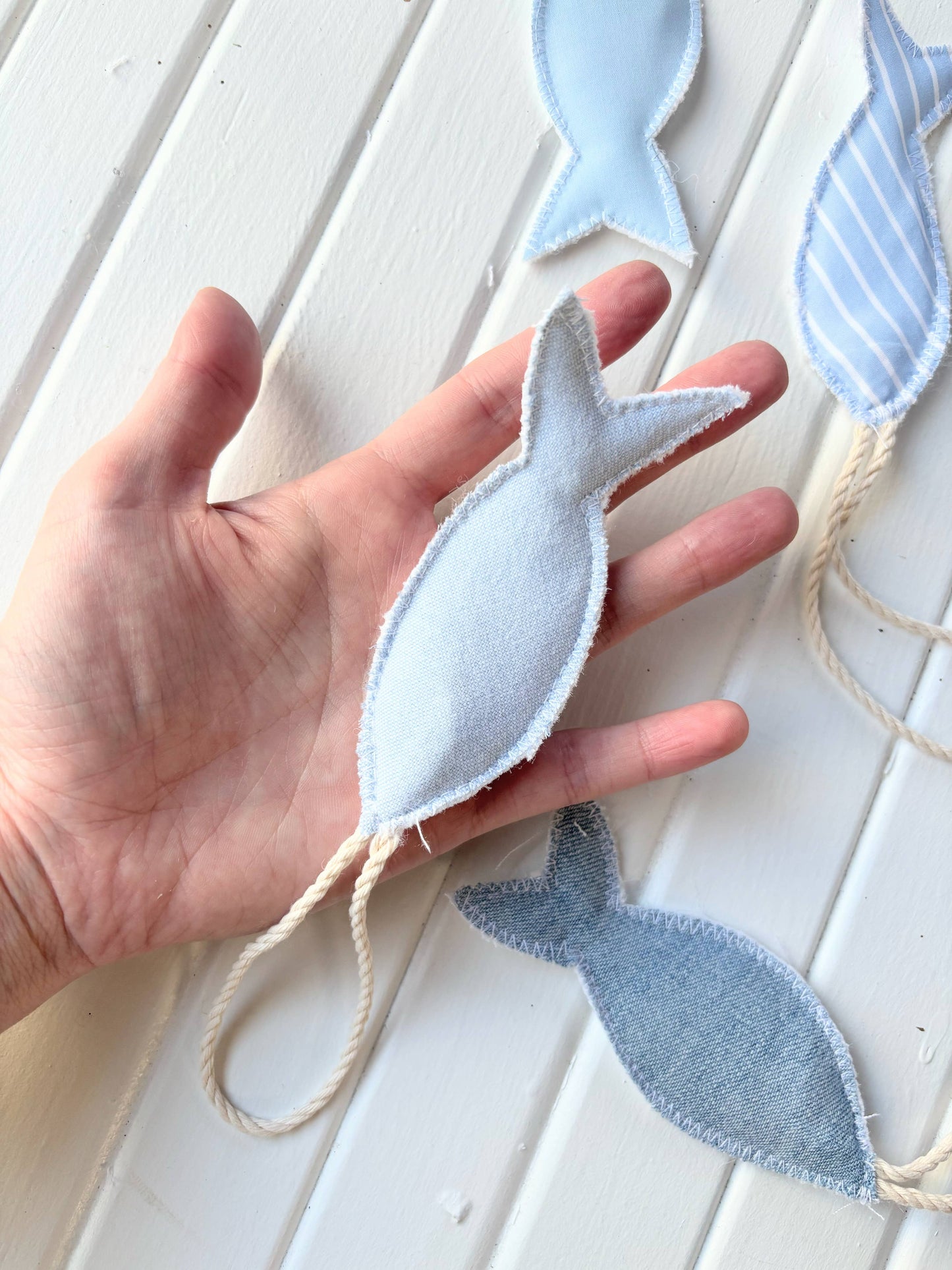 Personalized Upcycled Coastal Fabric Fish Ornament