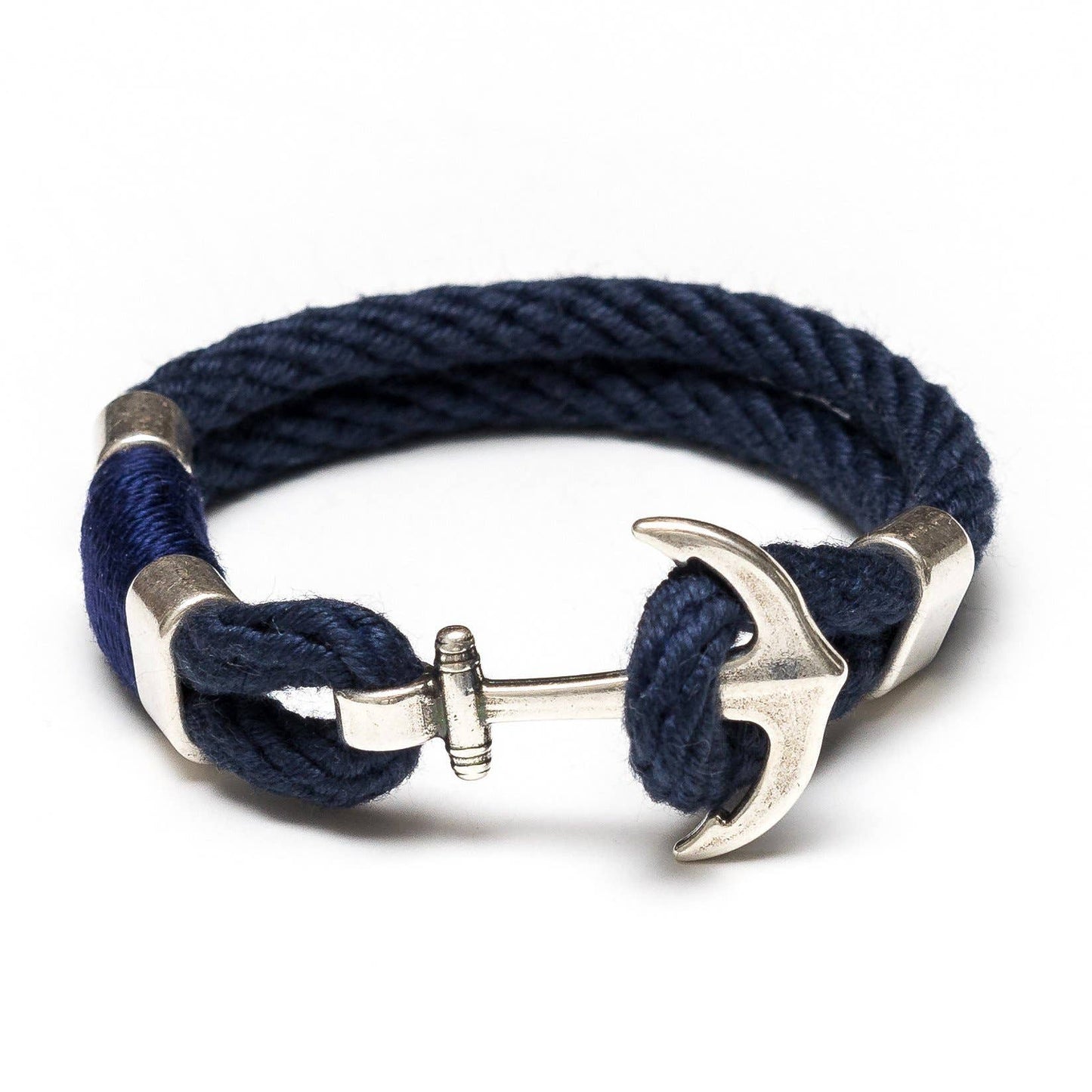 Waverly - Navy/Navy/Silver - Nautical Rope Anchor Bracelet