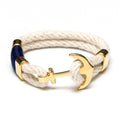 Waverly - Ivory/Navy/Gold - Nautical Rope Anchor Bracelet