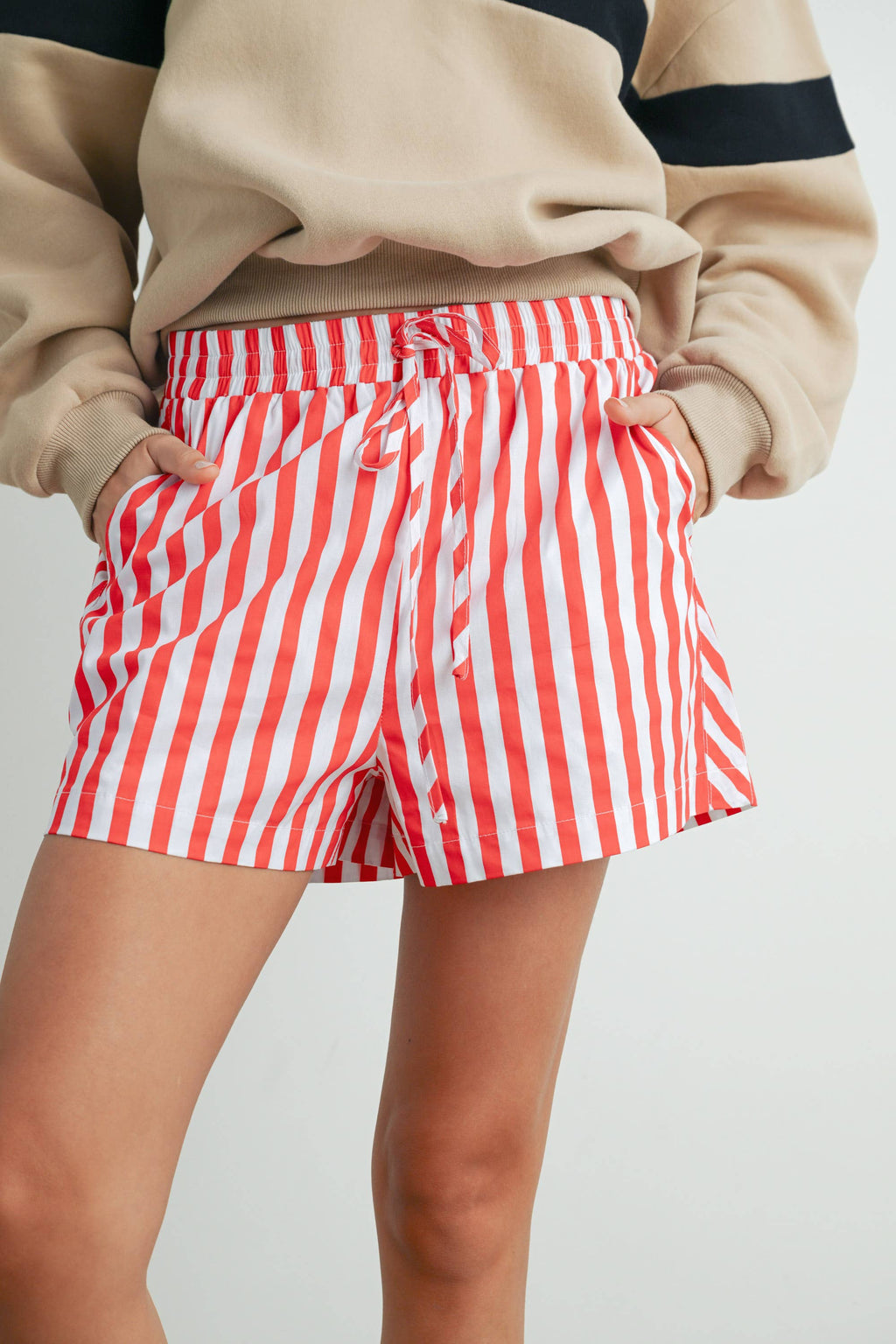 Striped Drawstring Pocket Boxer Shorts - BMP7534