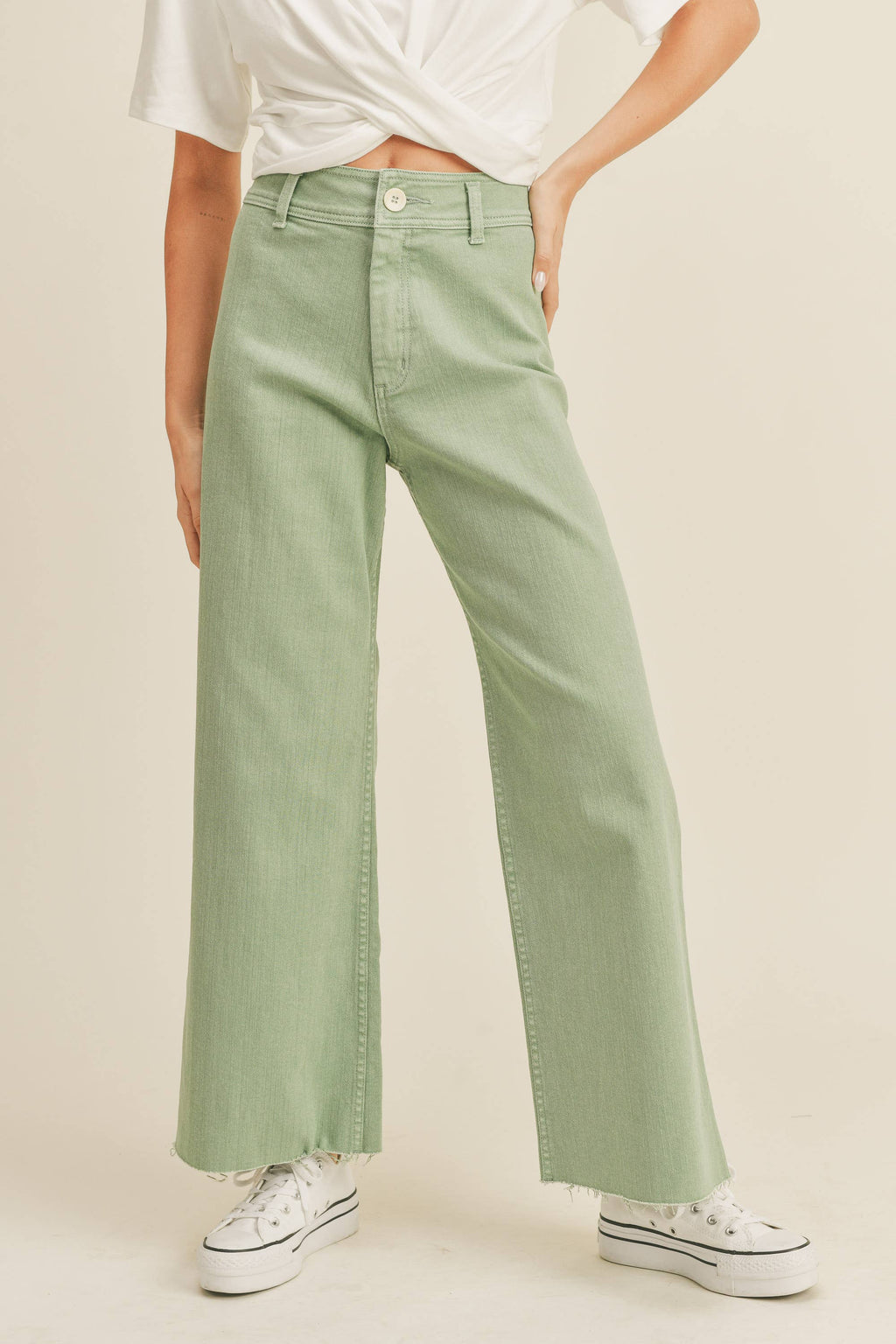MMP623   STRAIGHT WIDE LEG DENIM PANTS