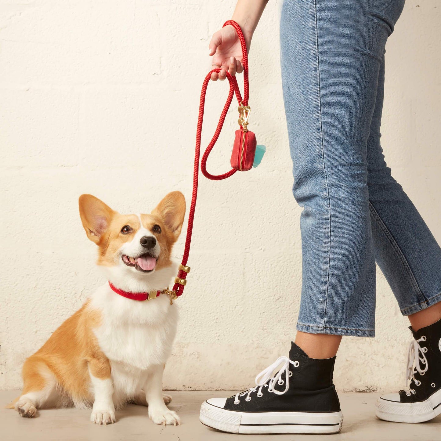 Ruby Waxed Canvas Poop Bag Dispenser: Red