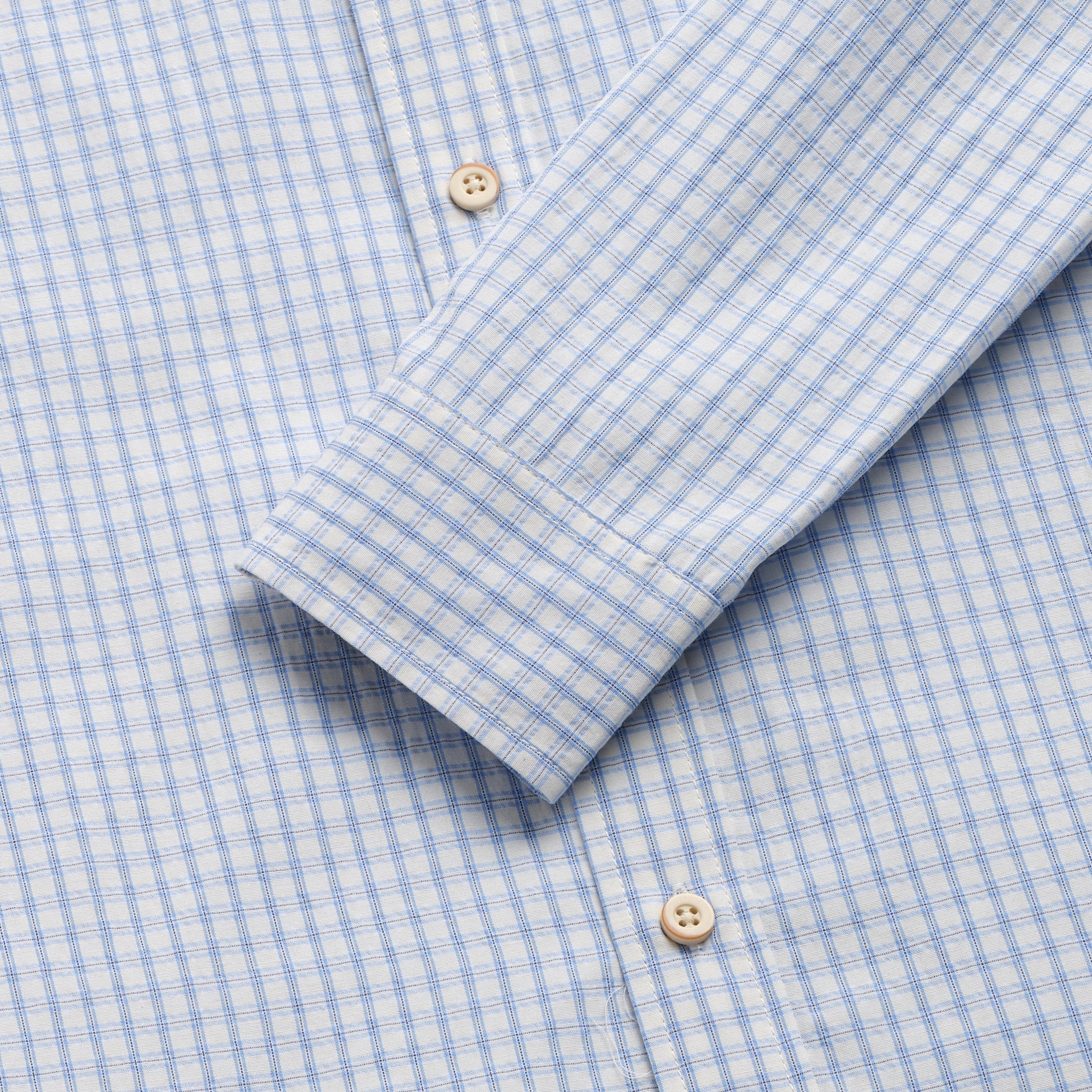 Brian Micro Check Seersucker Shirt - Blue