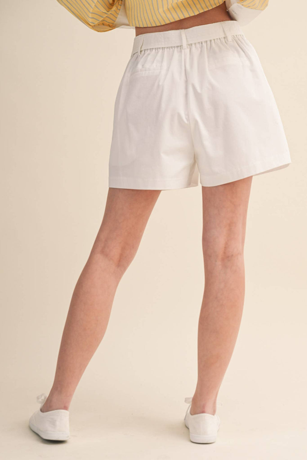 ROPE TRIM BELT PLEATED SHORTS MP4654