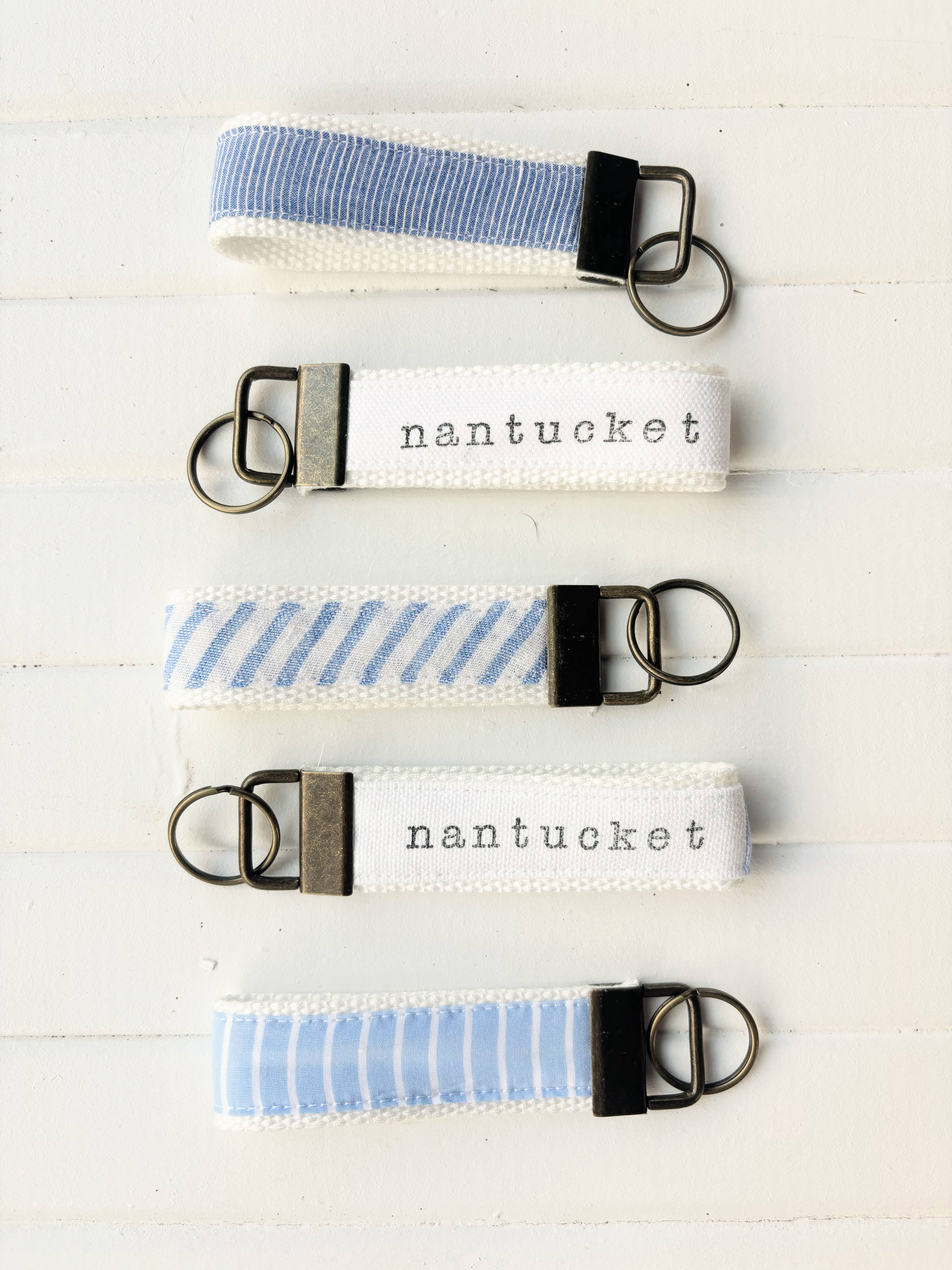 Mystic Coastal Stripes Upcycled Fabric Key Fobs