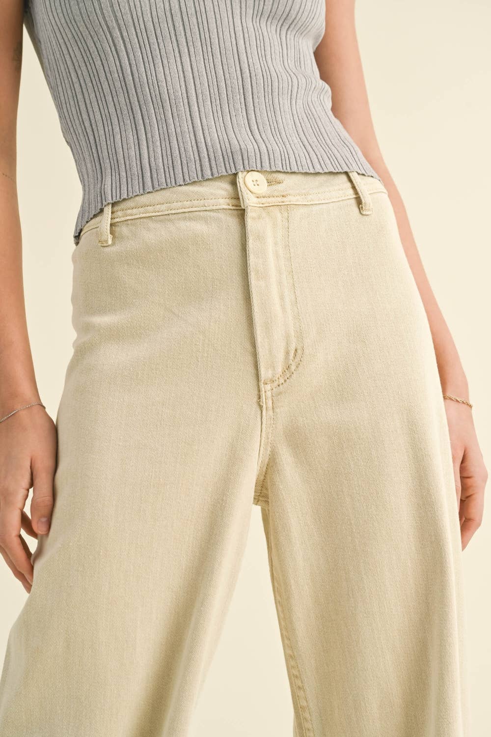 MMP623   STRAIGHT WIDE LEG DENIM PANTS