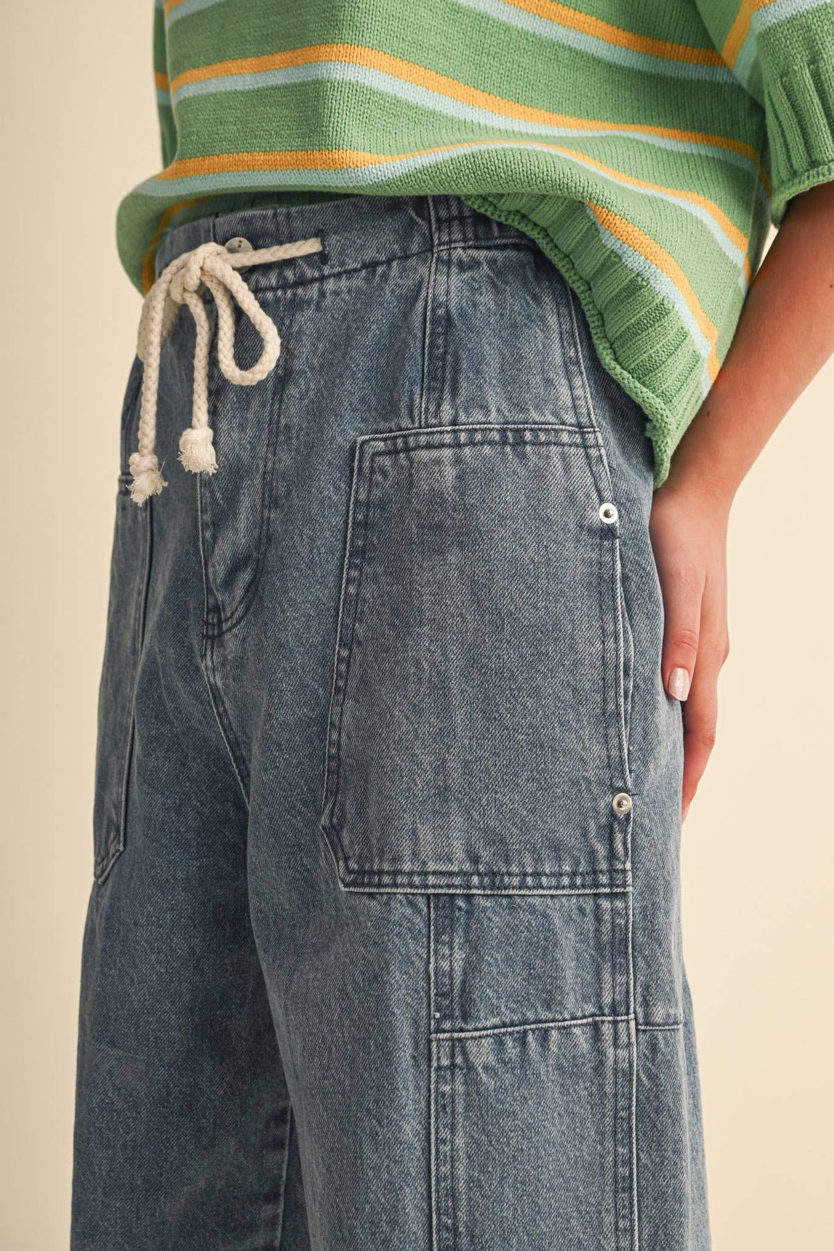 DENIM UTILITY BARREL PANTS MP5196