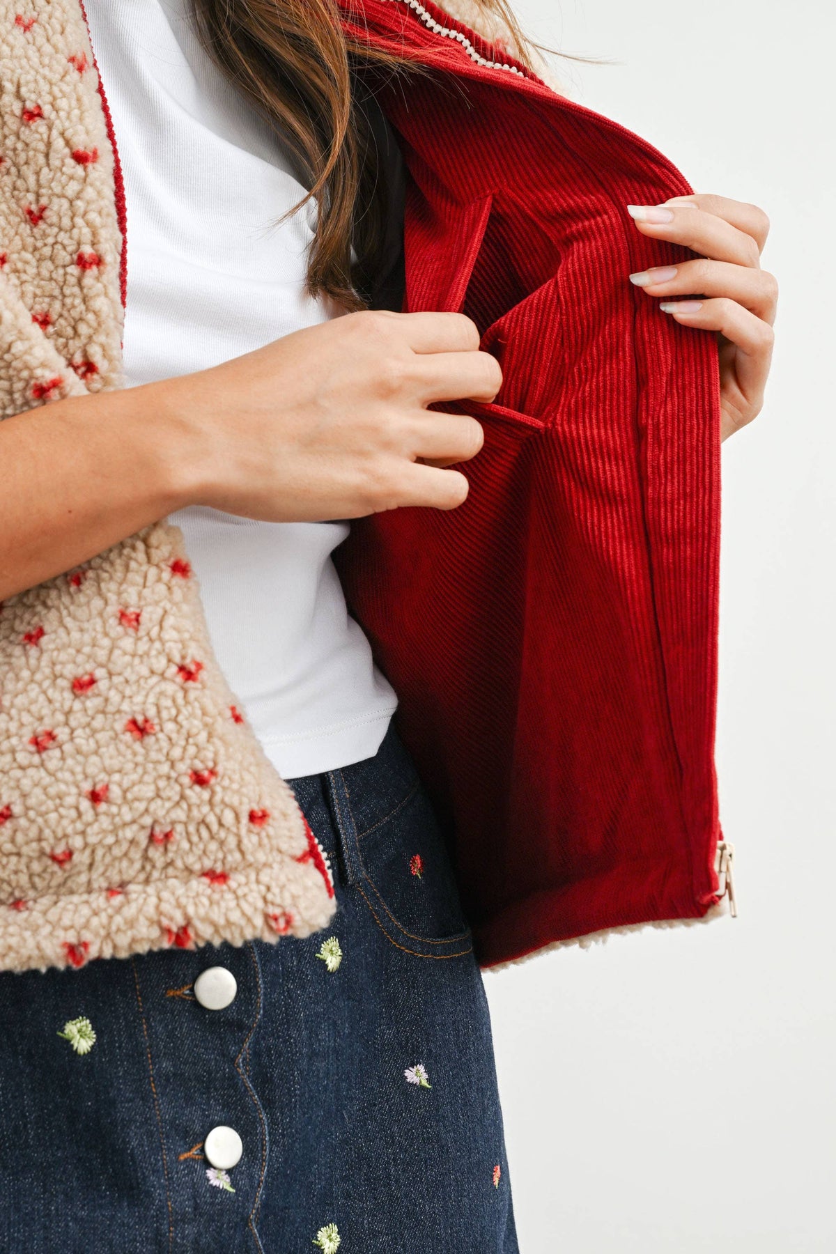 Floral Fleece Sleeveless Vest - BMJ7849