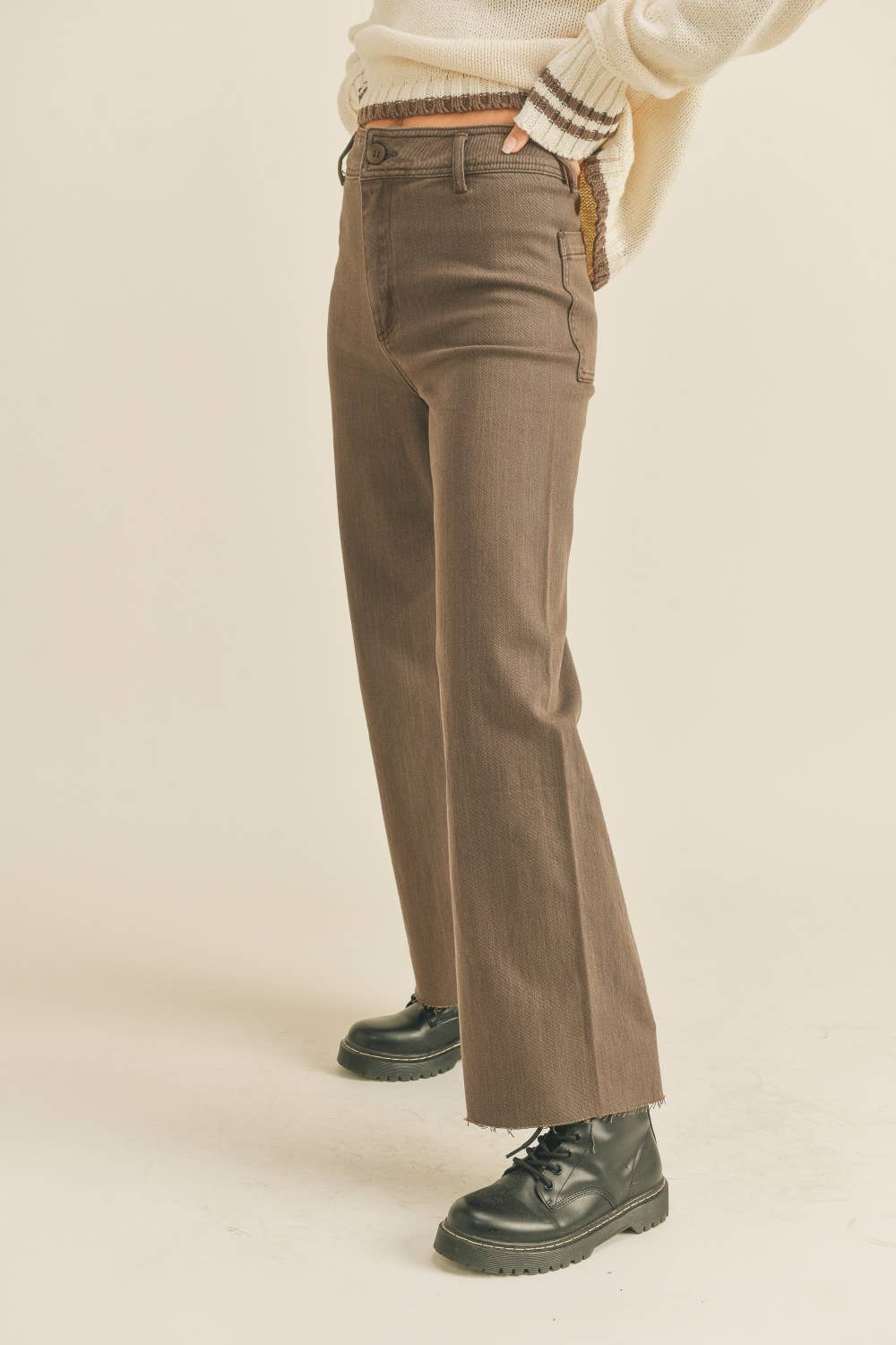 MMP623   STRAIGHT WIDE LEG DENIM PANTS