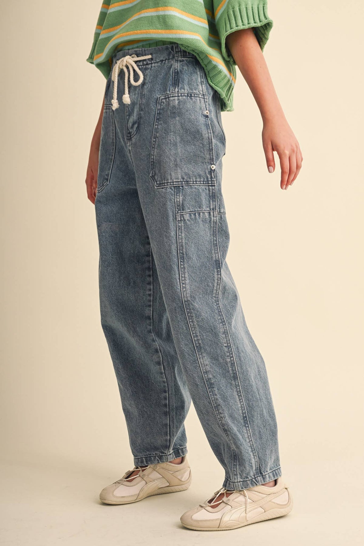 DENIM UTILITY BARREL PANTS MP5196