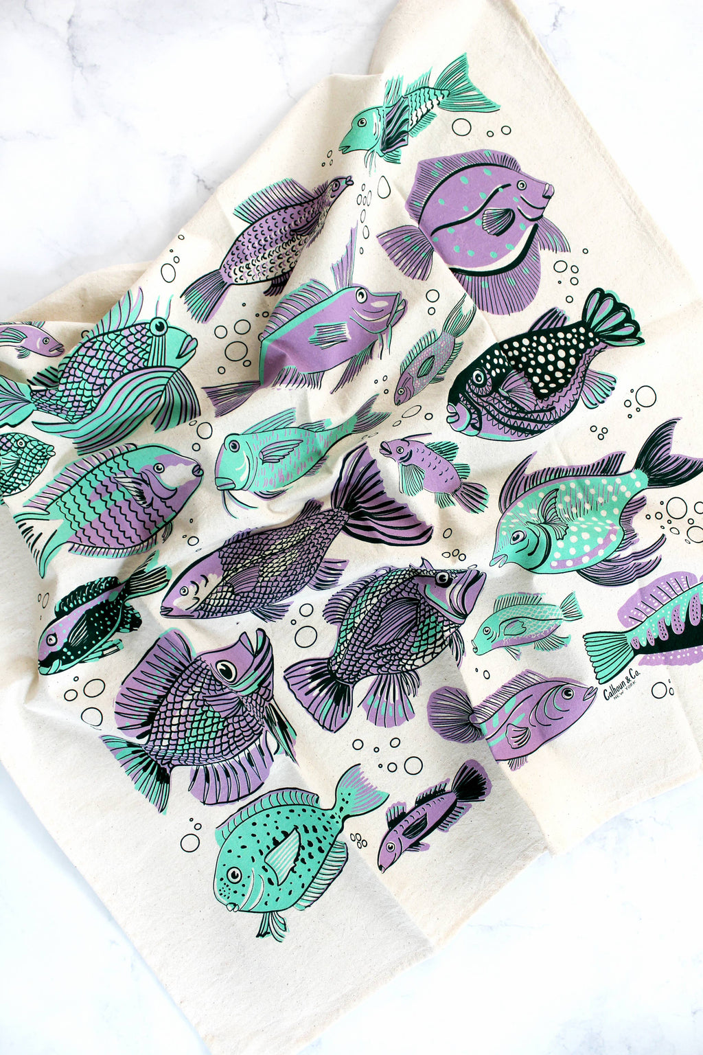 Go Fish Screen Printed Tea Towel