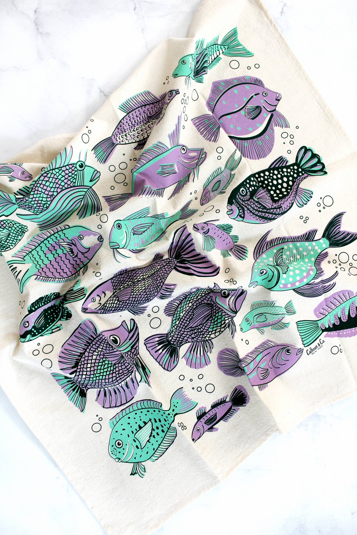 Go Fish Screen Printed Tea Towel