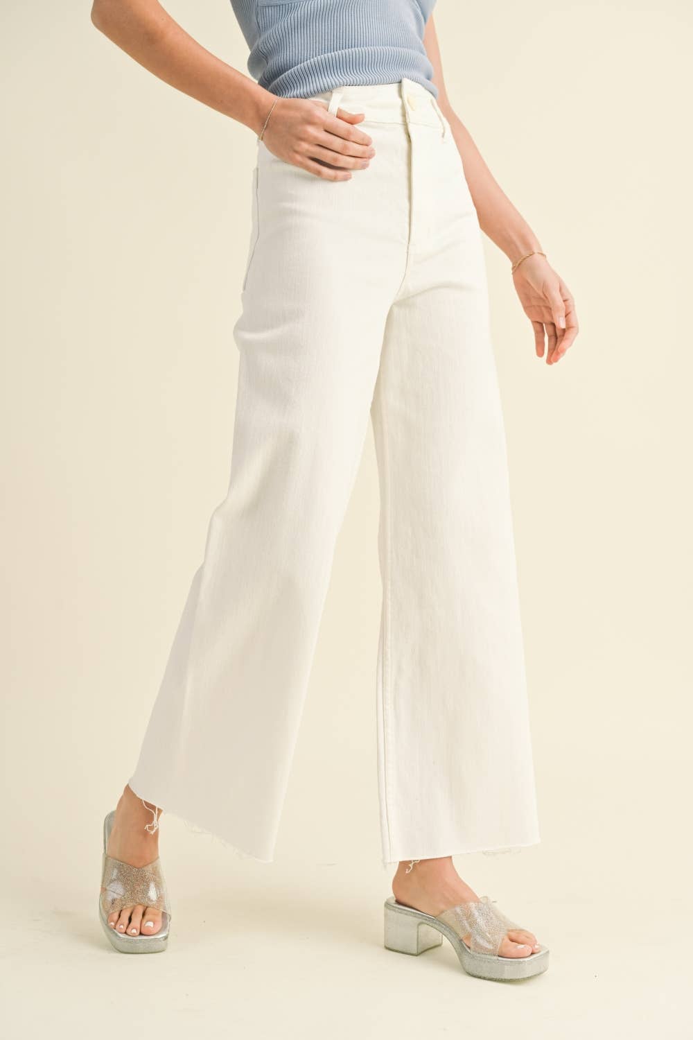 MMP623   STRAIGHT WIDE LEG DENIM PANTS
