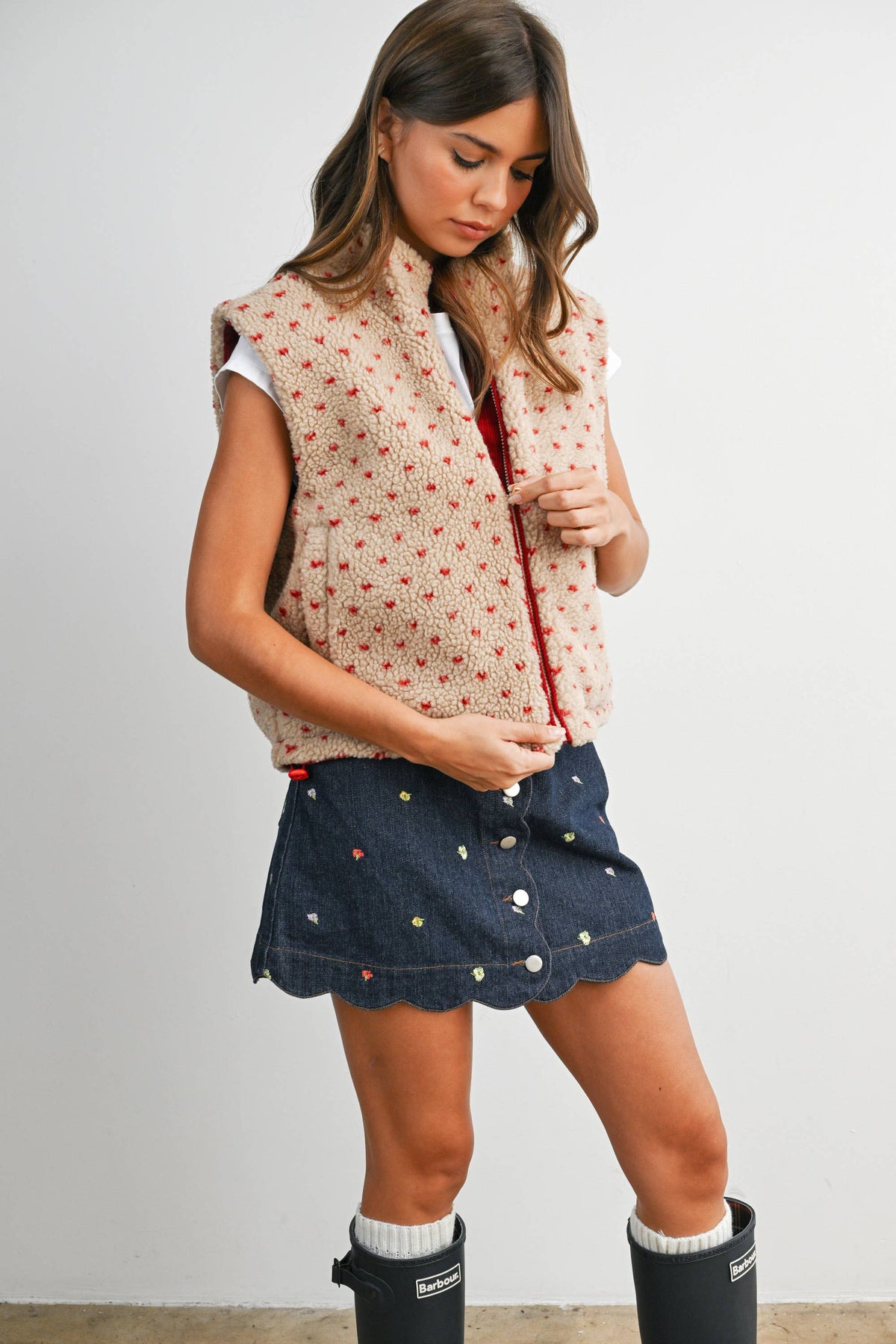 Floral Fleece Sleeveless Vest - BMJ7849