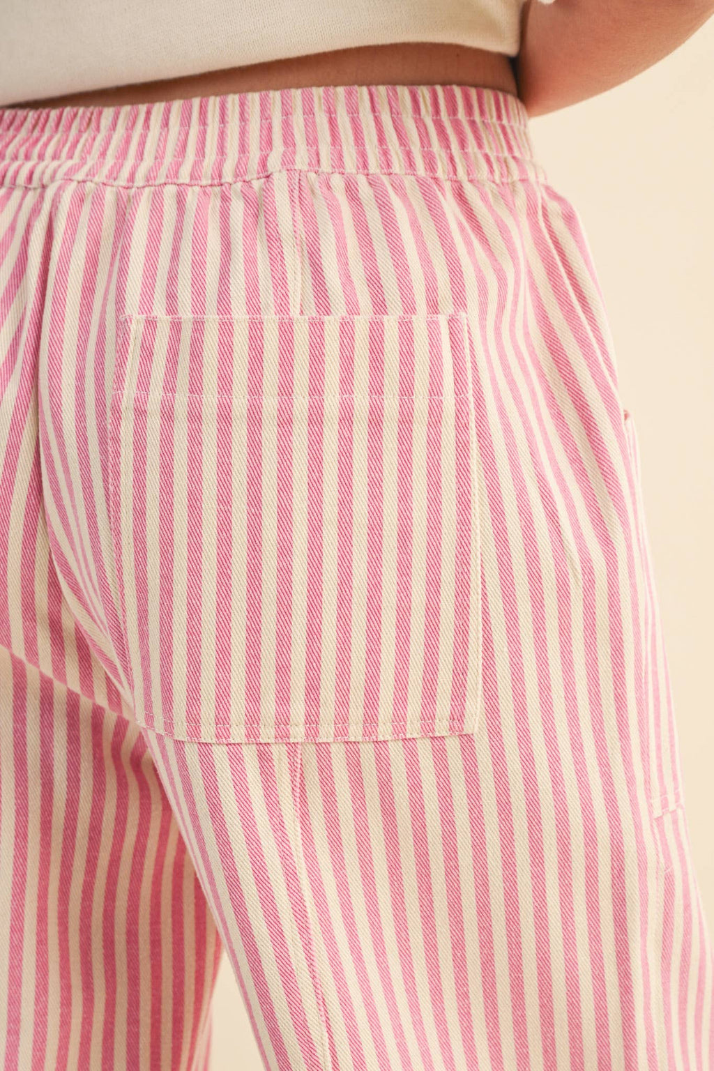 STRIPED WIDE LEG DRAWSTRING PANTS MP5090