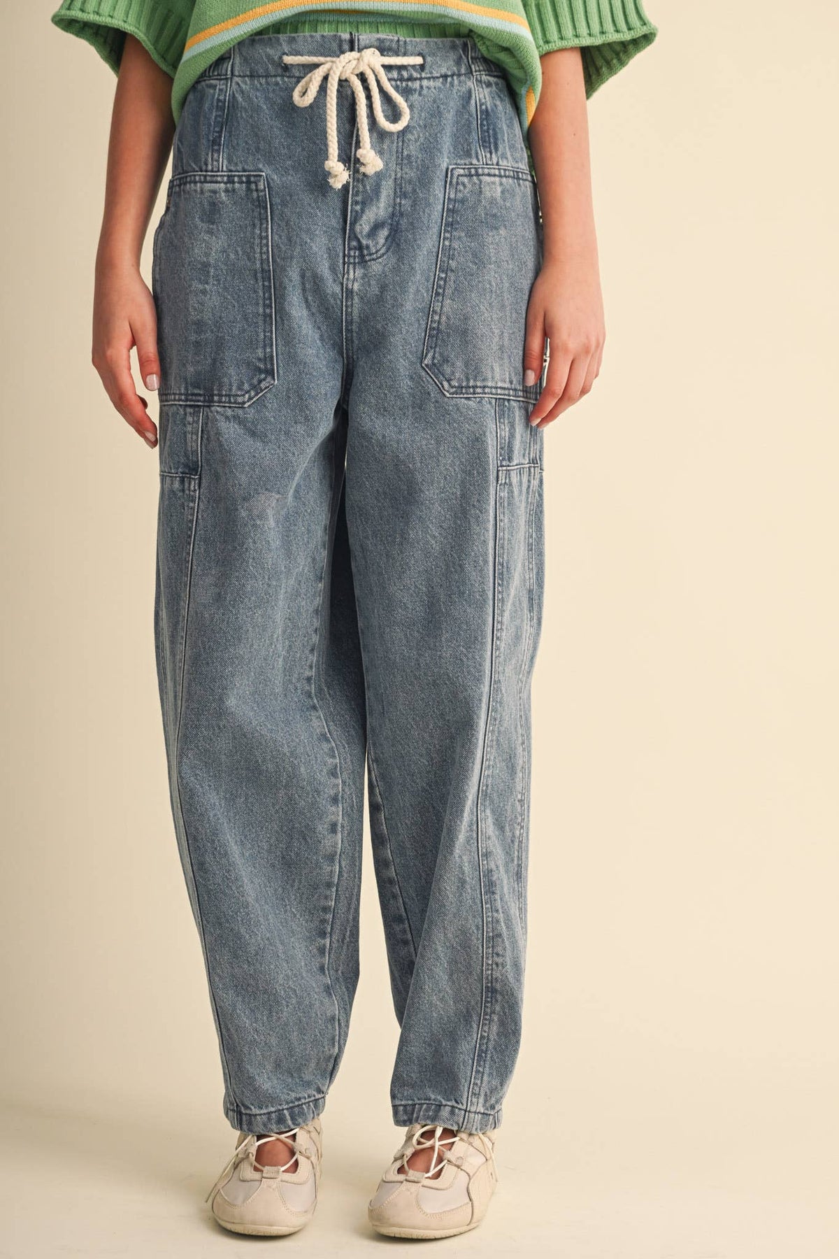 DENIM UTILITY BARREL PANTS MP5196