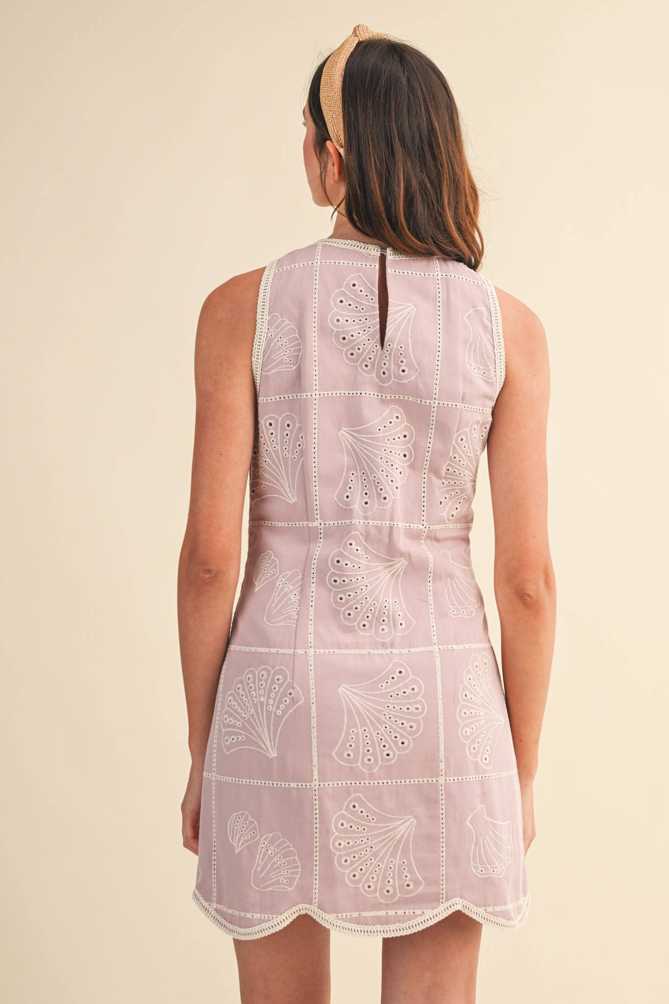EMBROIDERED SHELLS A LINE MINI DRESS MDR4919
