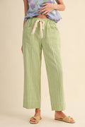 STRIPED WIDE LEG DRAWSTRING PANTS MP5090