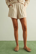 P6477ST   STRIPED ELASTIC BAND WAIST SHORTS