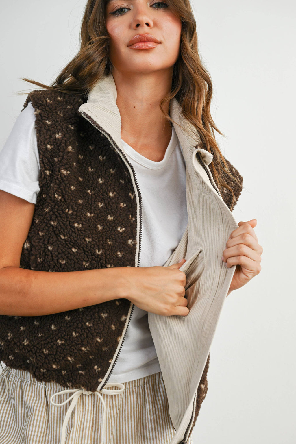 Floral Fleece Sleeveless Vest - BMJ7849