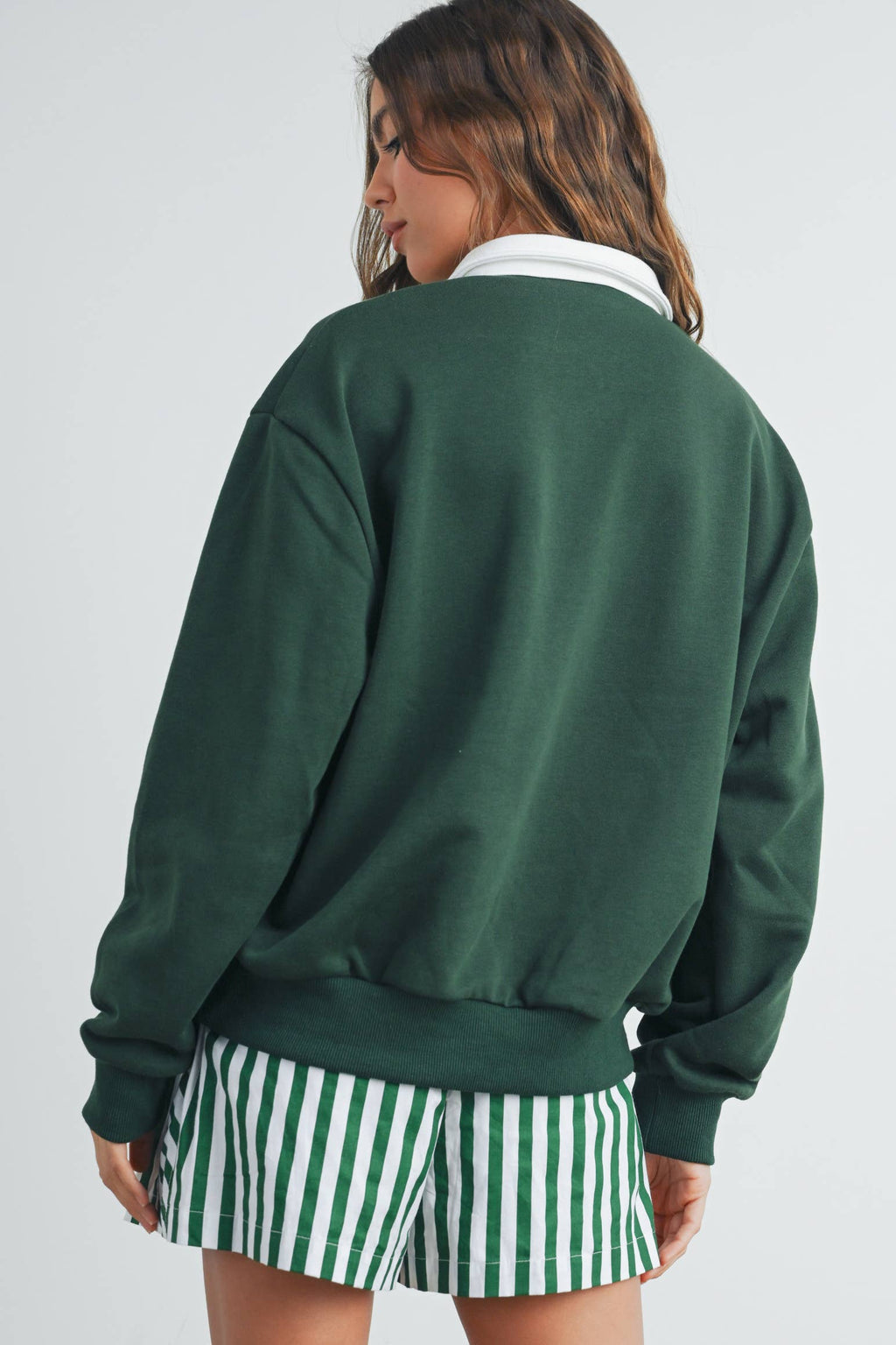 Two-Toned Polo Collar Sweatshirt - BMT7525