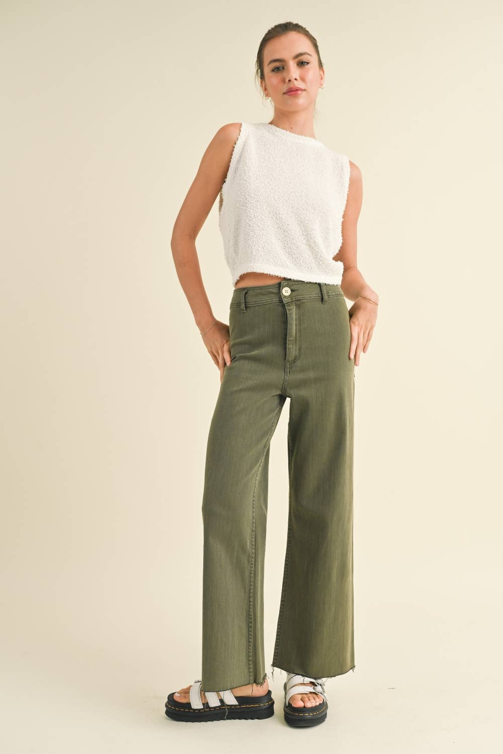 MMP623   STRAIGHT WIDE LEG DENIM PANTS