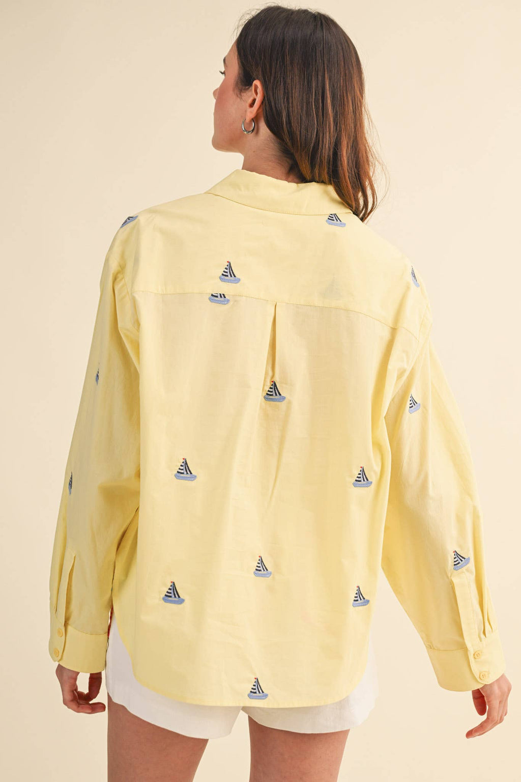 SAILBOAT EMBROIDERY BUTTON DOWN SHIRT MTP4688