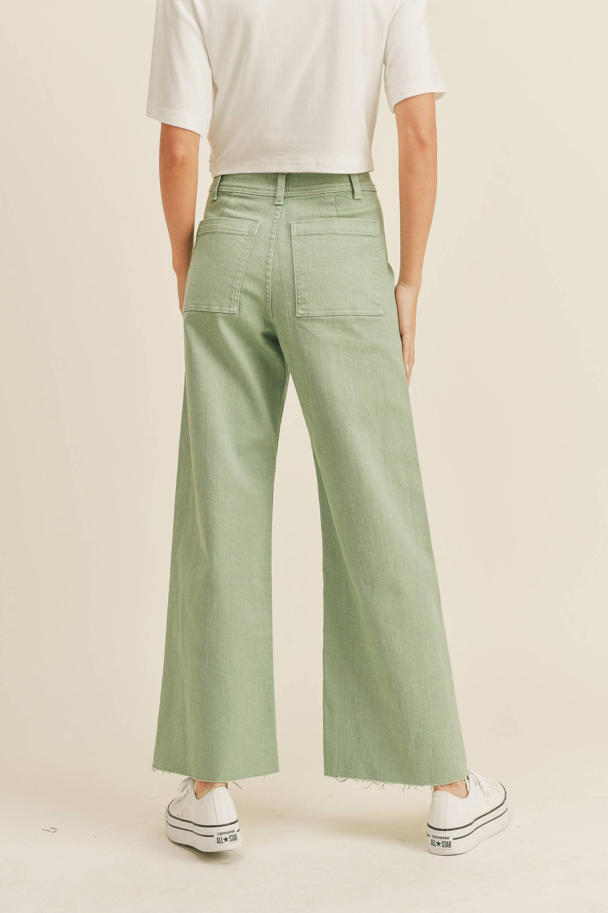 MMP623   STRAIGHT WIDE LEG DENIM PANTS