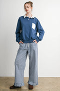 Two-Toned Polo Collar Sweatshirt - BMT7525