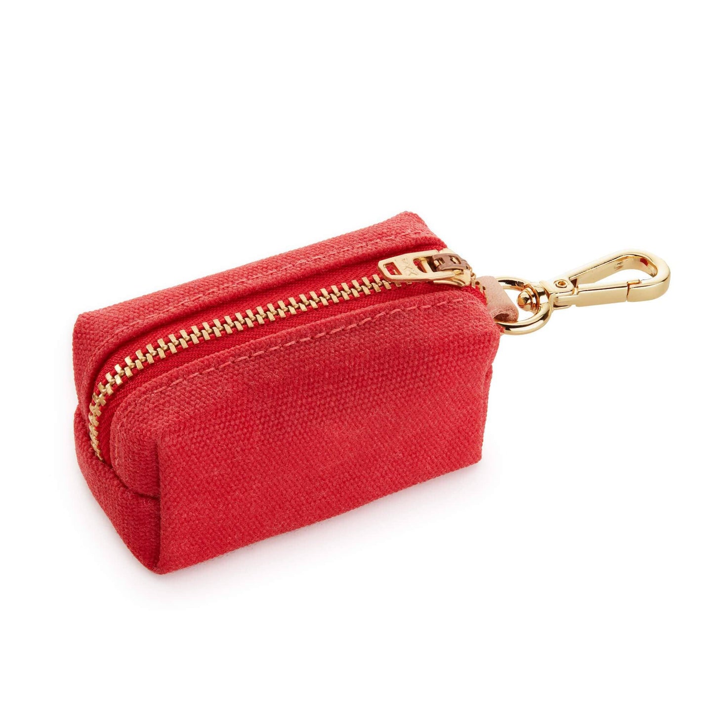 Ruby Waxed Canvas Poop Bag Dispenser: Red