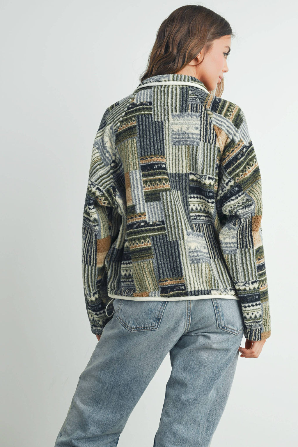 Patchwork Print Multicolor Sweatshirt - BMT7495