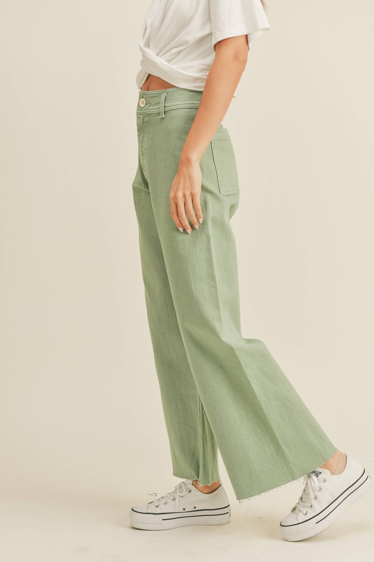 MMP623   STRAIGHT WIDE LEG DENIM PANTS