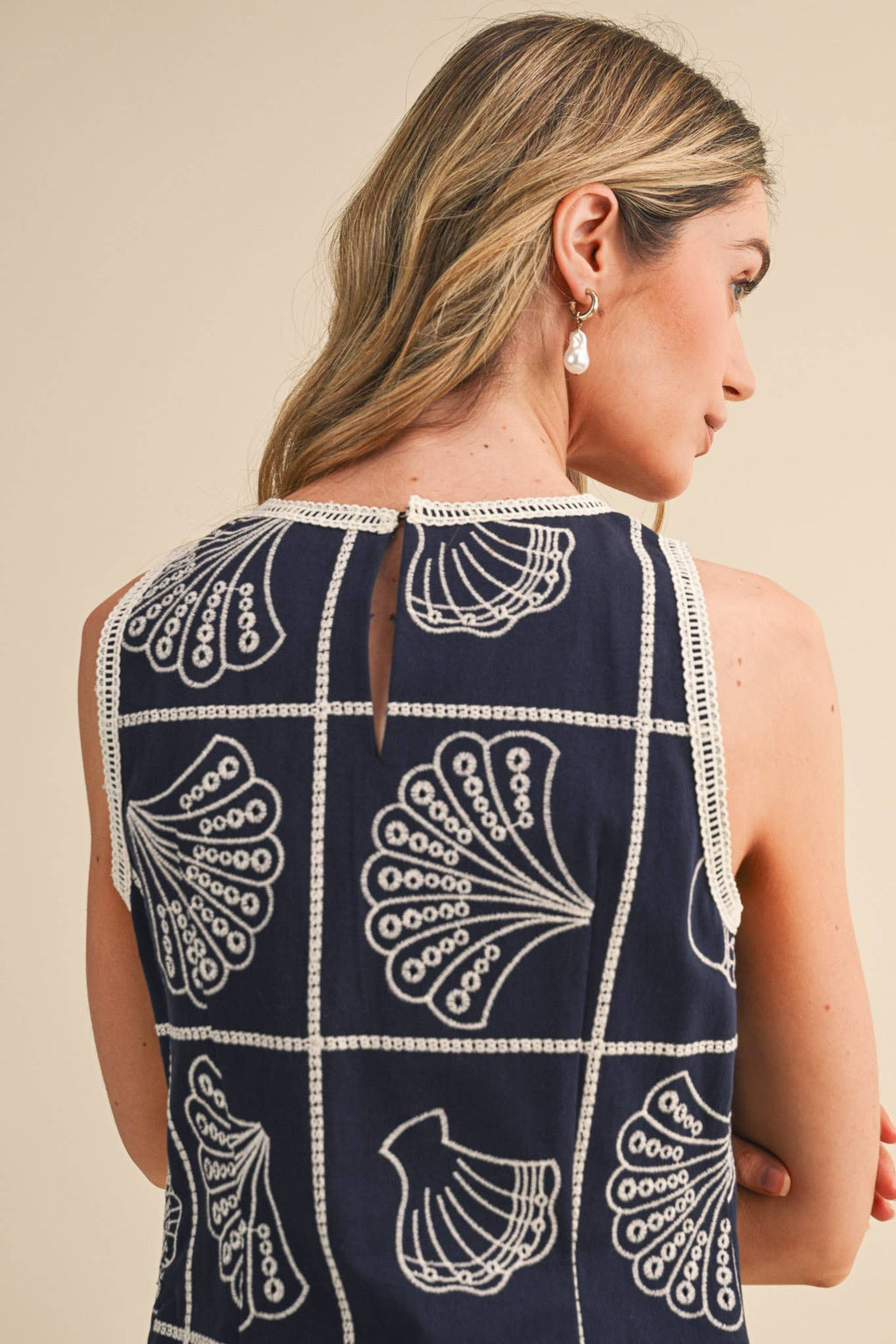 EMBROIDERED SHELLS A LINE MINI DRESS MDR4919