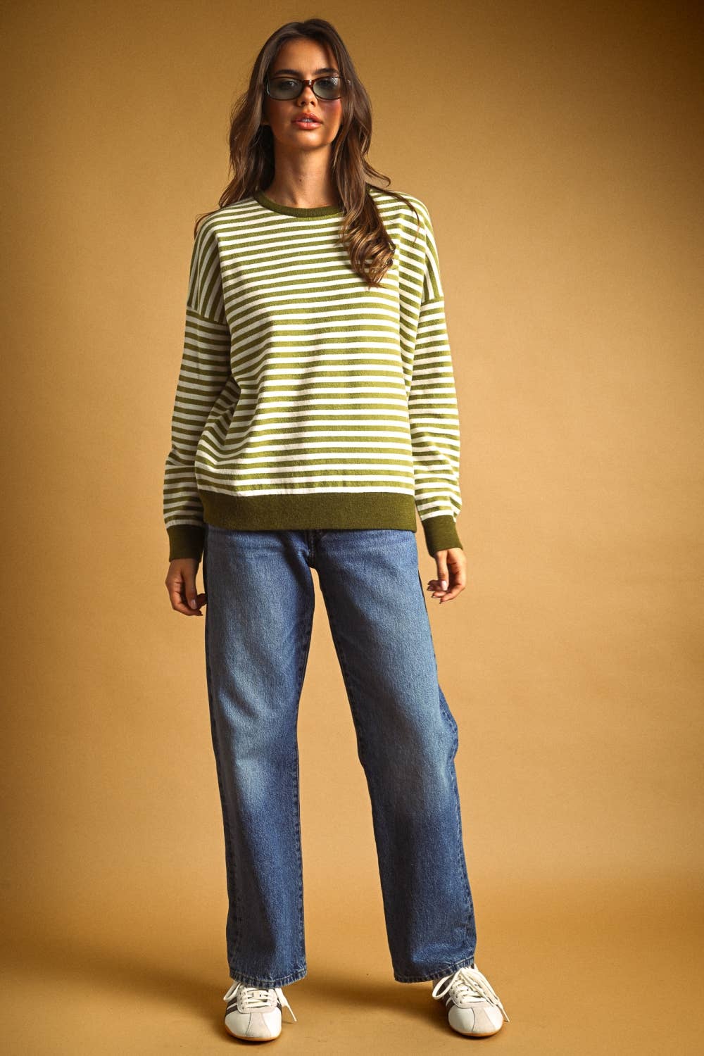 T7568   STRIPED MULTI COLOR CONTRAST KNIT TOP