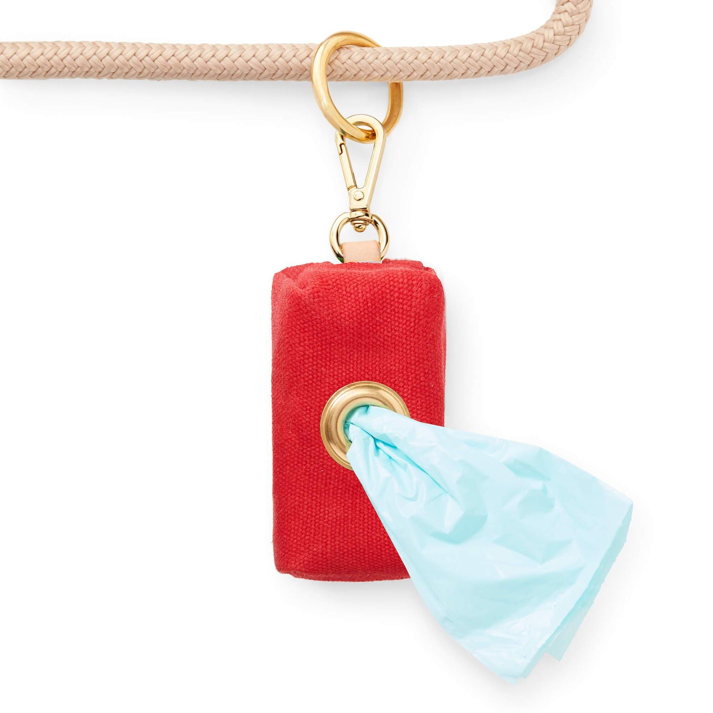 Ruby Waxed Canvas Poop Bag Dispenser: Red